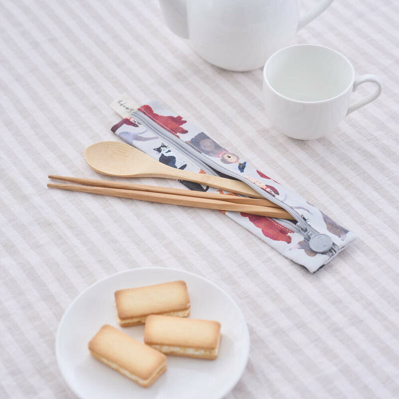 拉鏈餐具袋(含餐具)/印花樂 x Soupy Tang/寵物派對, , hi-res image number null